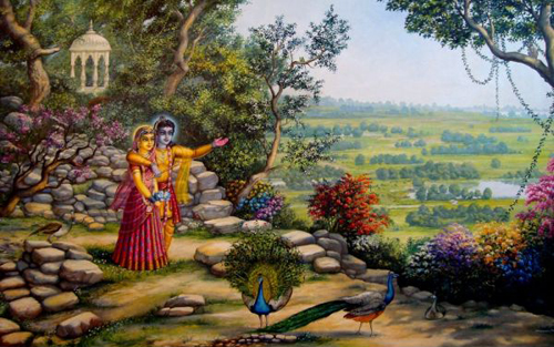 normal radha- krishna on govardhan original